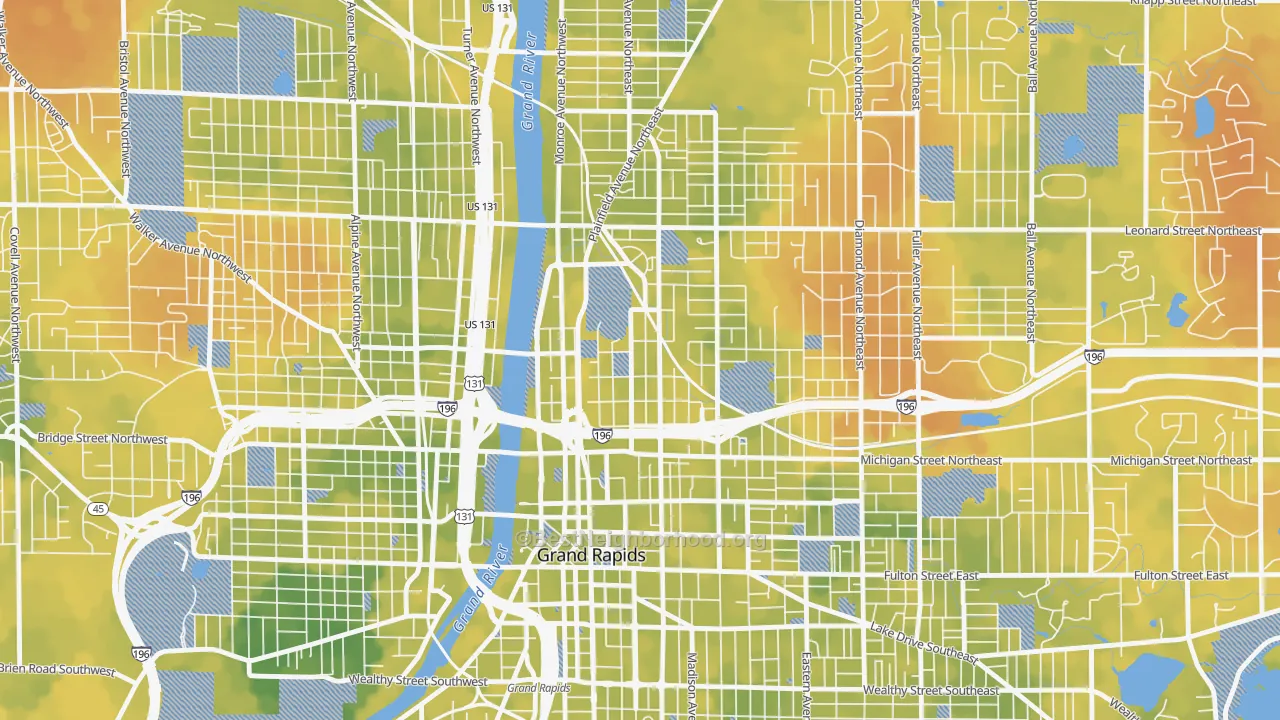 Bike Grade map of Belknap Lookout, Grand Rapids, MI