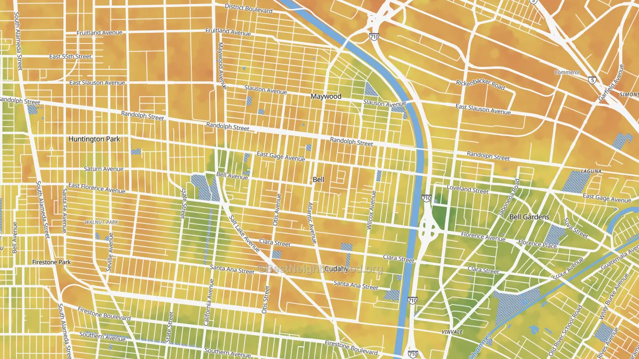 Bike Grade map of Bell, CA