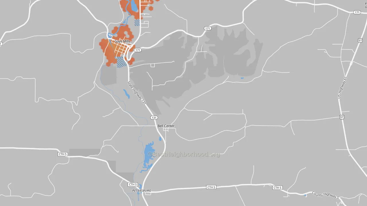 Bike Grade map of Bell Center, WI