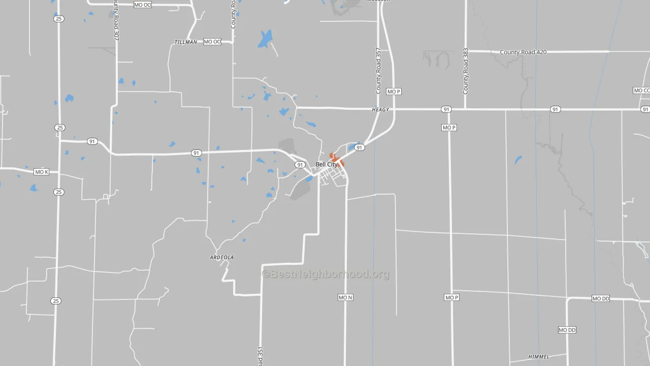 Bike Grade map of Bell City, MO