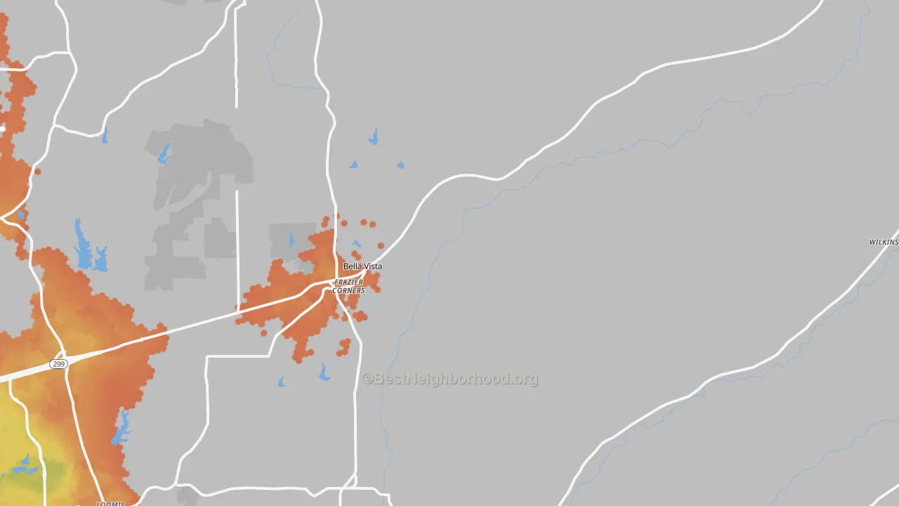 Bike Grade map of Bella Vista, CA