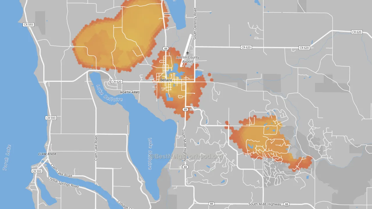 Bike Grade map of Bellaire, MI
