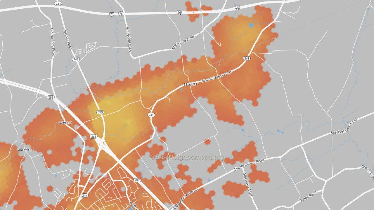 Bike Grade map of Bellaire, PA