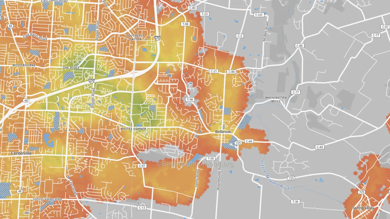 Bike Grade map of Bellbrook, OH