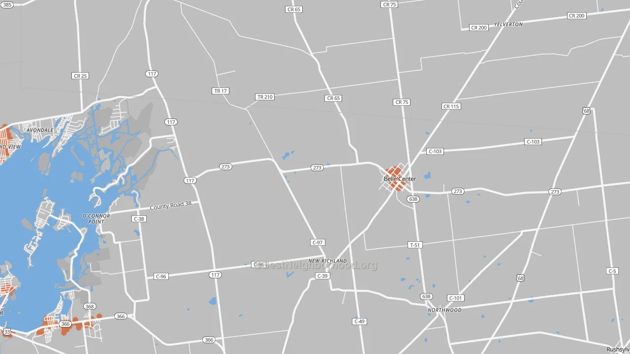 Bike Grade map of Belle Center, OH