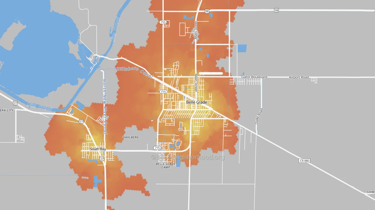 Bike Grade map of Belle Glade, FL
