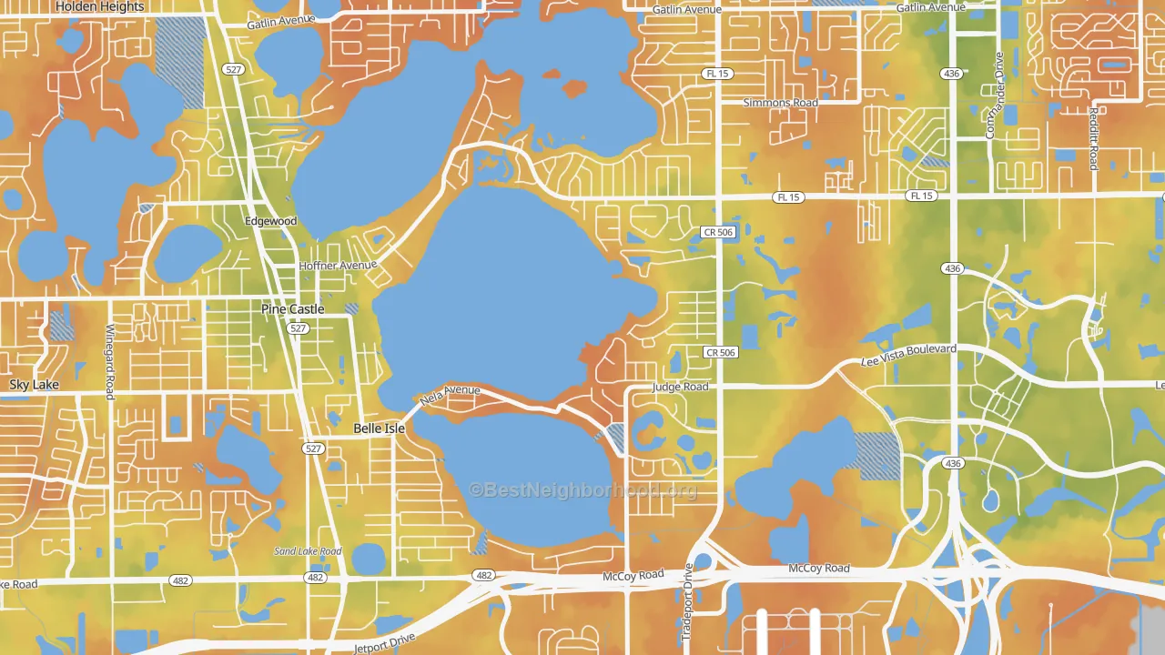 Bike Grade map of Belle Isle, FL