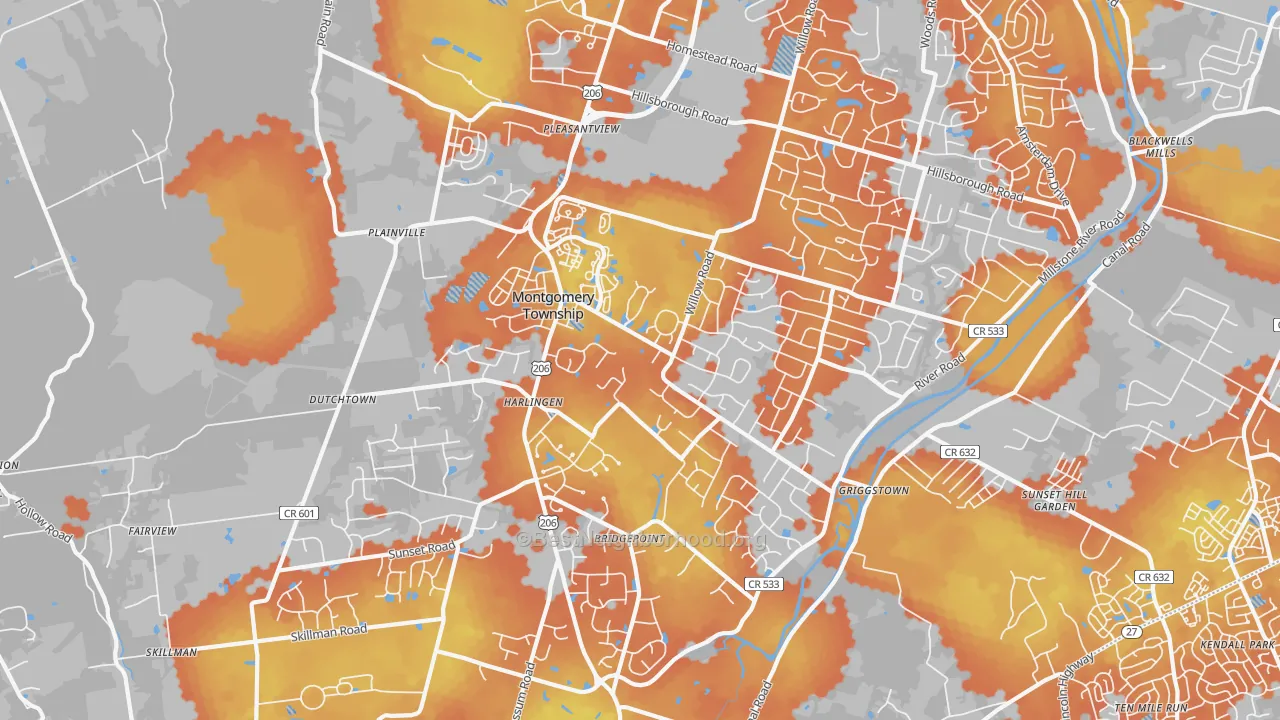 Bike Grade map of Belle Mead, NJ