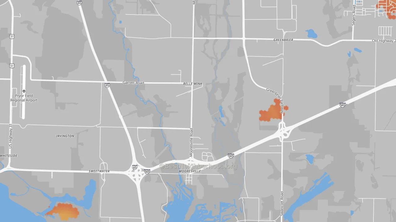 Bike Grade map of Belle Mina, AL