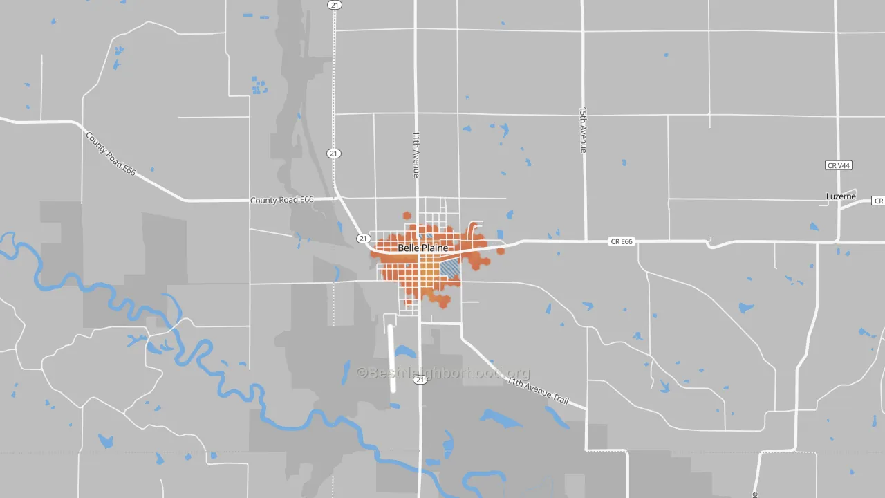 Bike Grade map of Belle Plaine, IA