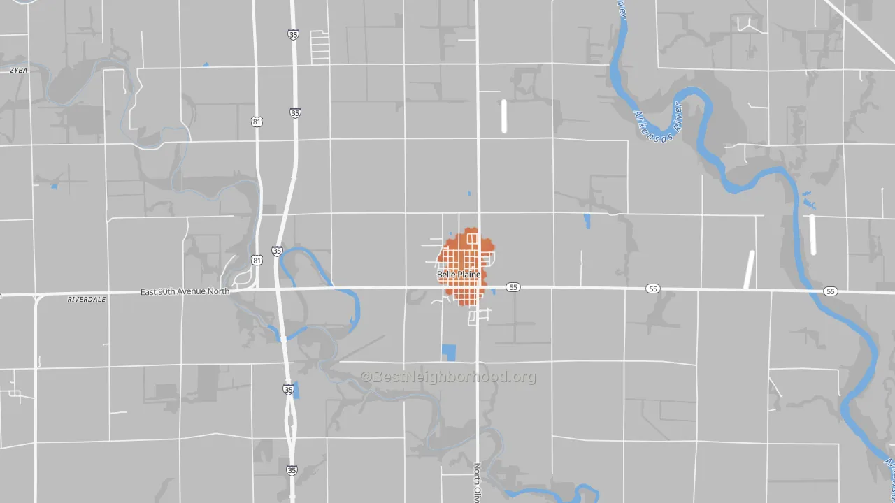 Bike Grade map of Belle Plaine, KS