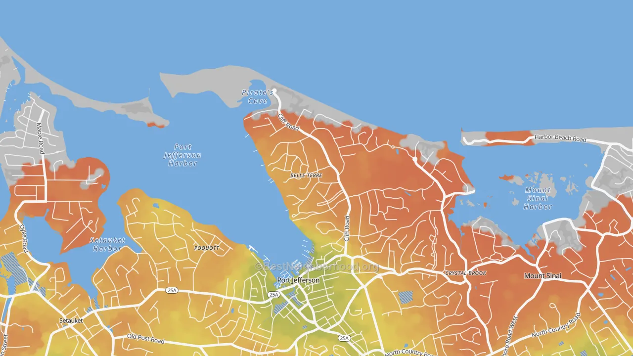 Bike Grade map of Belle Terre, NY