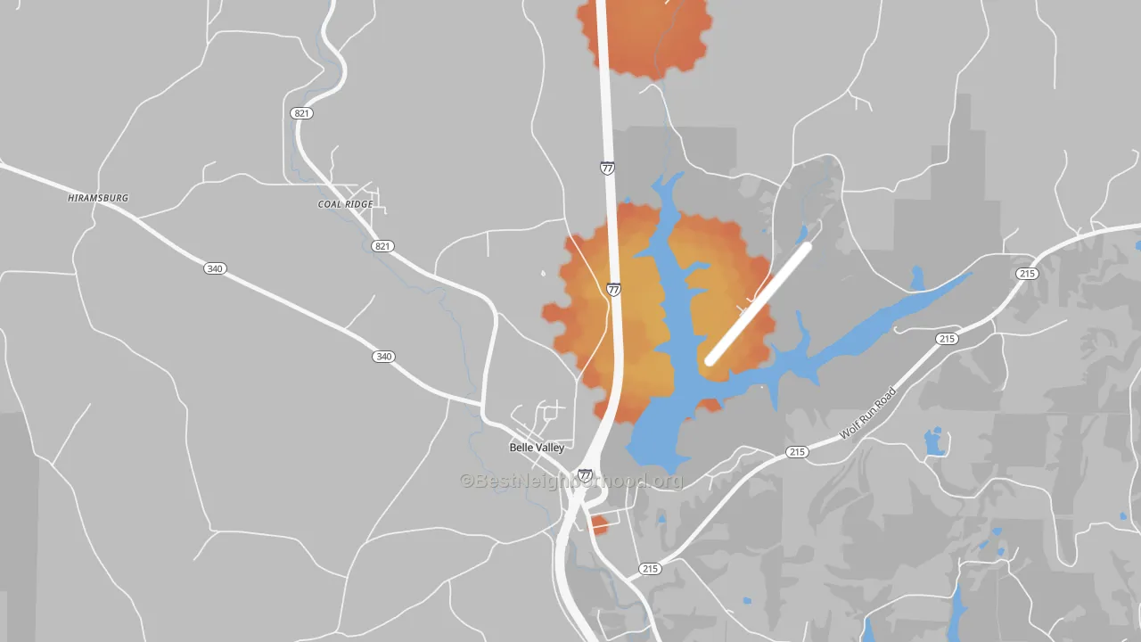 Bike Grade map of Belle Valley, OH
