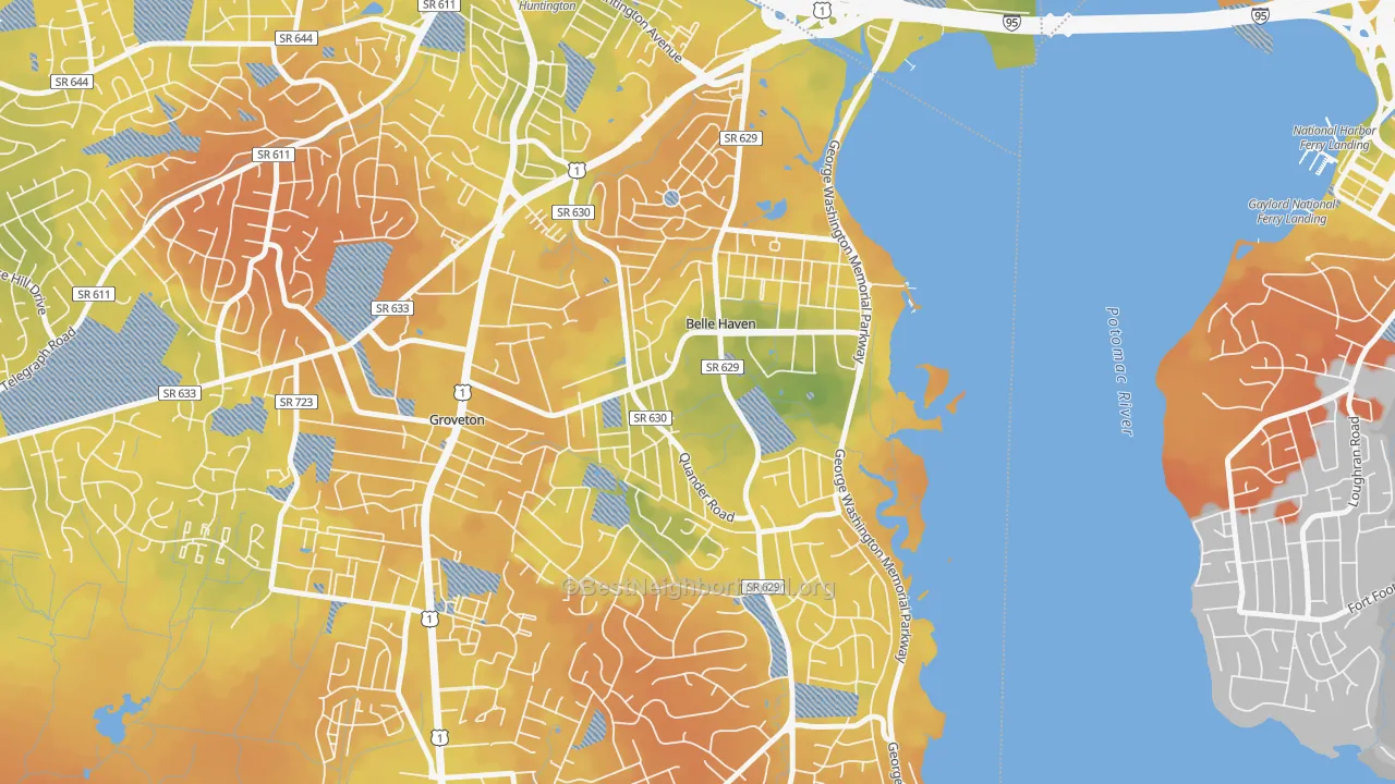 Bike Grade map of Belle View, VA