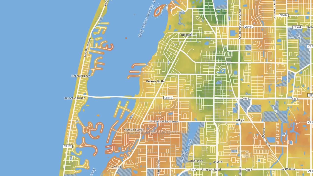 Bike Grade map of Belleair Bluffs, FL