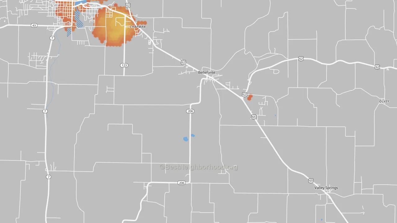 Bike Grade map of Bellefonte, AR