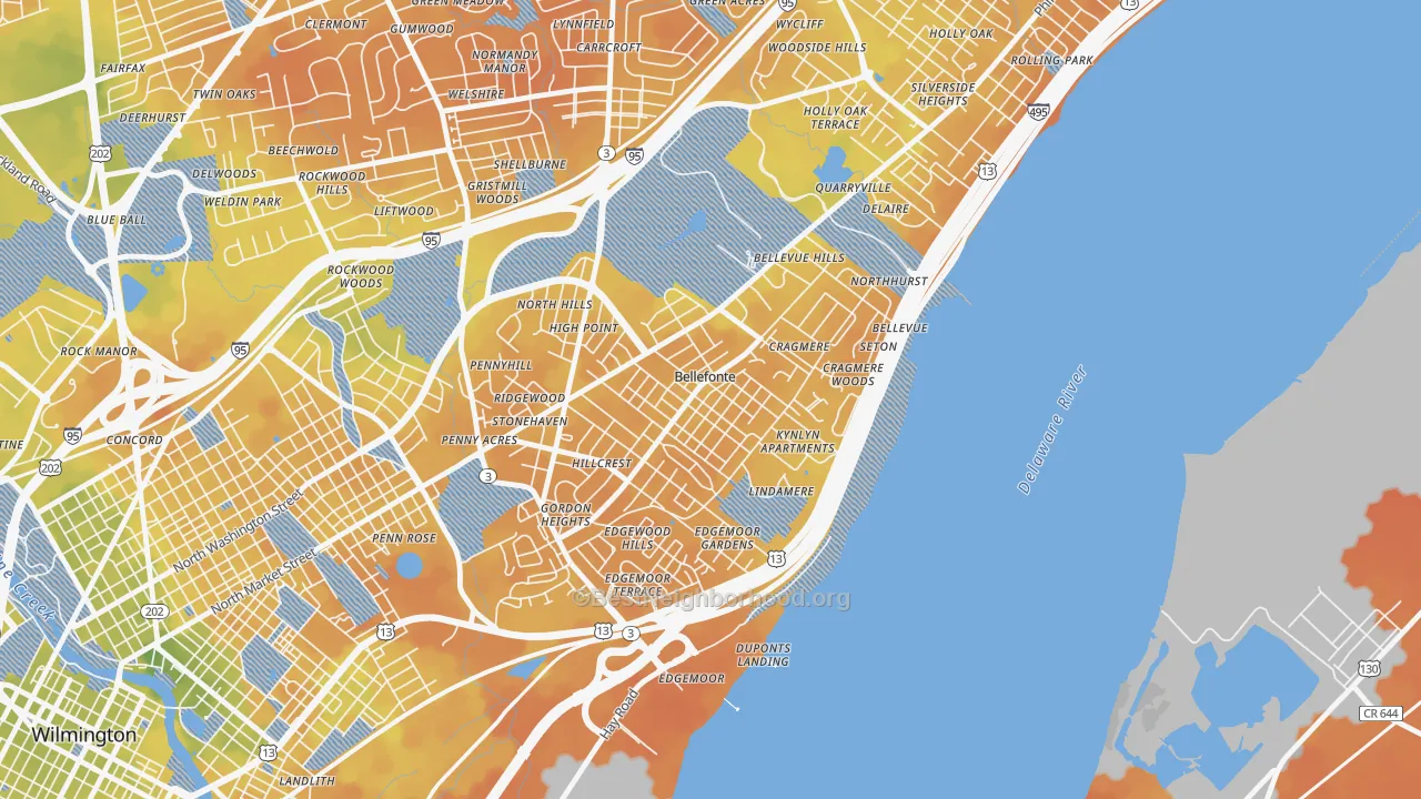 Bike Grade map of Bellefonte, DE