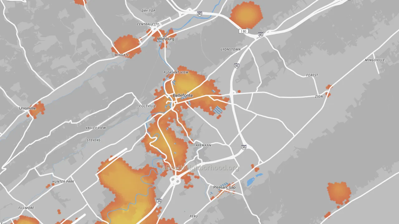 Bike Grade map of Bellefonte, PA