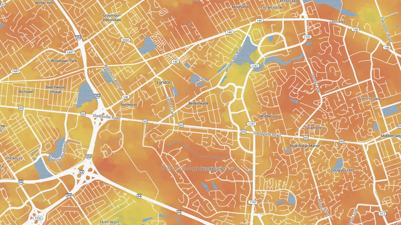 Bike Grade map of Bellemeade, KY