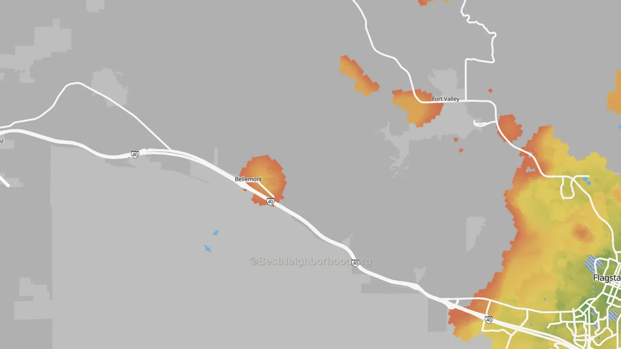 Bike Grade map of Bellemont, AZ