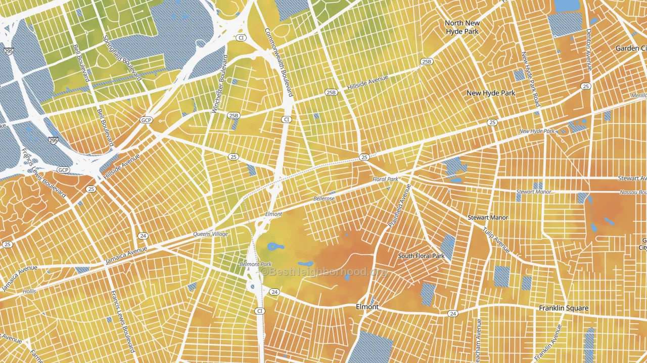 Bike Grade map of Bellerose, NY