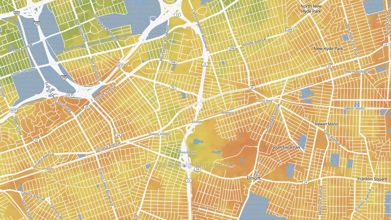 Bike Grade map of Bellerose Terrace, NY