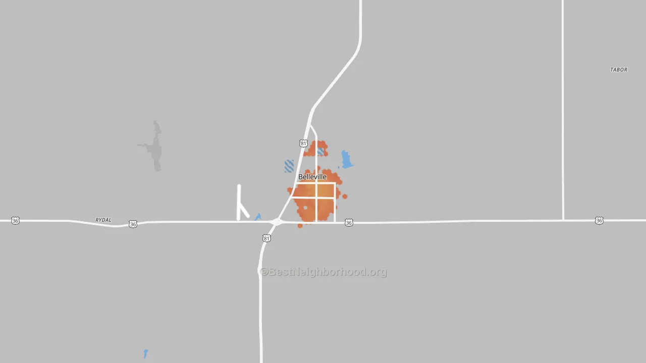 Bike Grade map of Belleville, KS