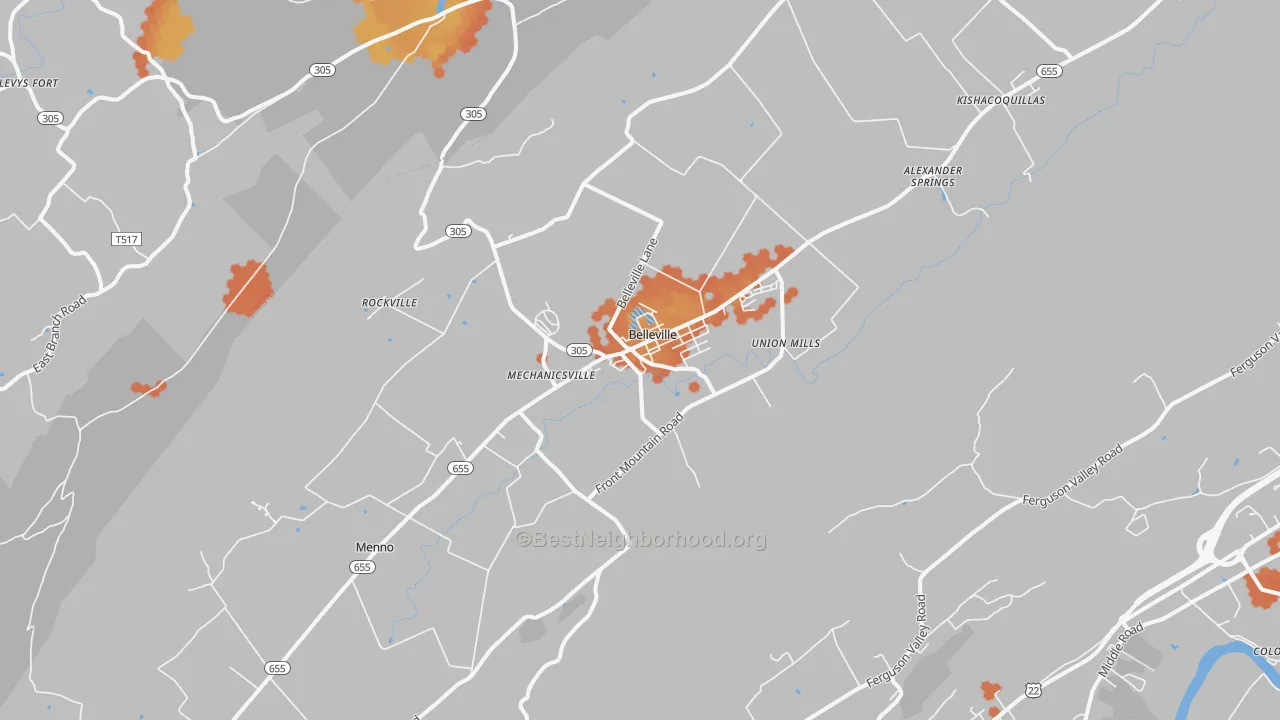 Bike Grade map of Belleville, PA