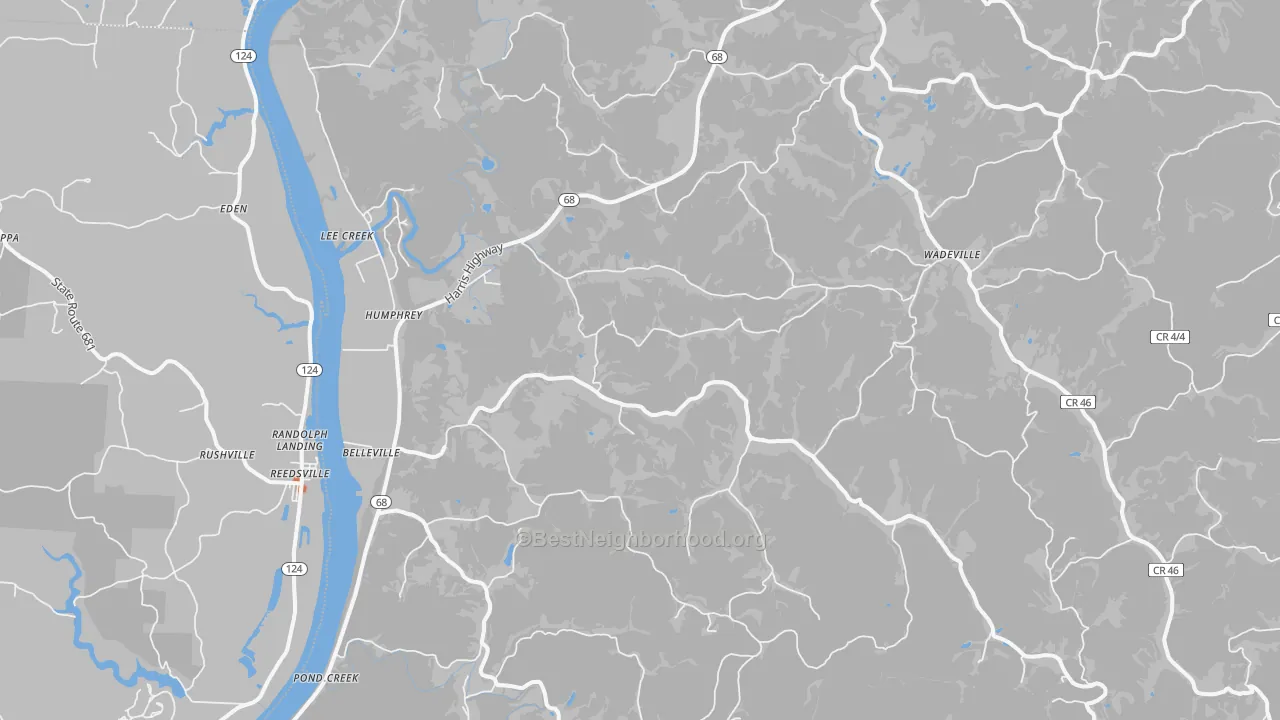 Bike Grade map of Belleville, WV