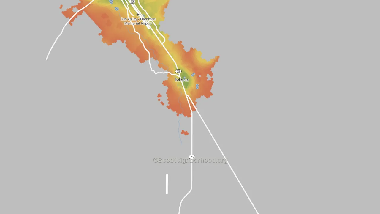 Bike Grade map of Bellevue, ID