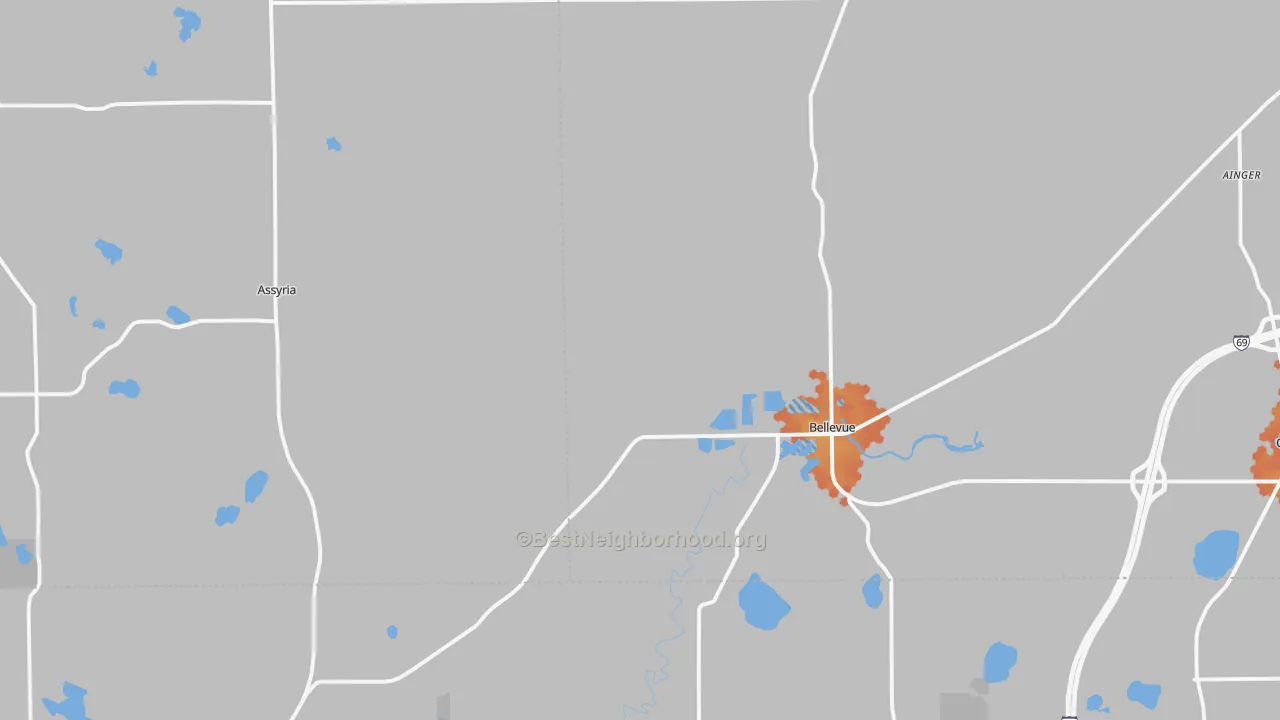 Bike Grade map of Bellevue, MI