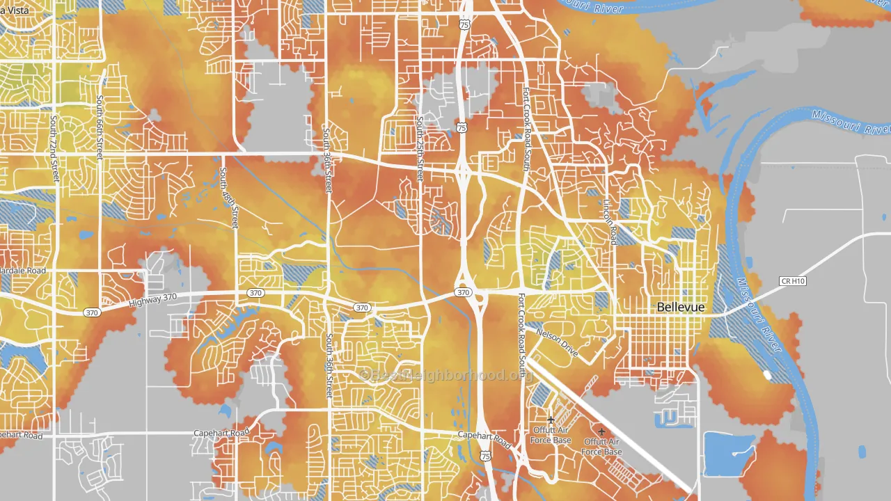 Bike Grade map of Bellevue, NE