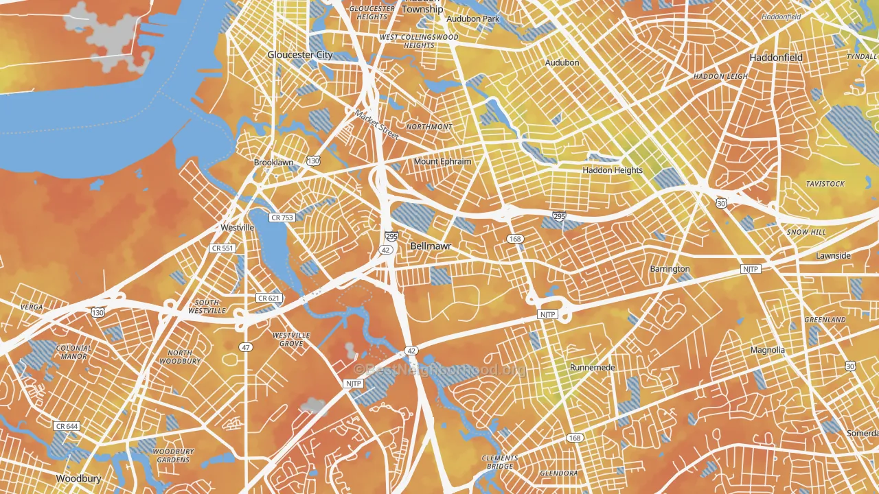 Bike Grade map of Bellmawr, NJ