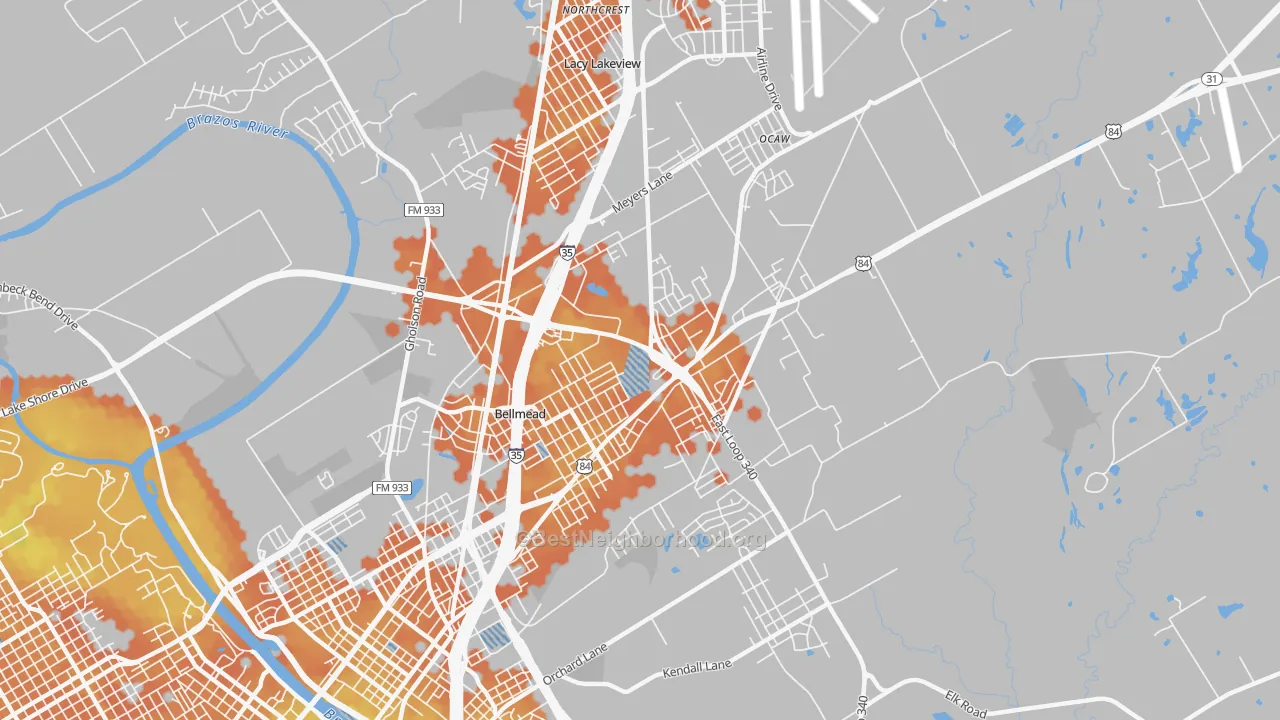 Bike Grade map of Bellmead, TX