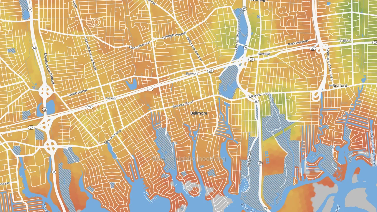 Bike Grade map of Bellmore, NY