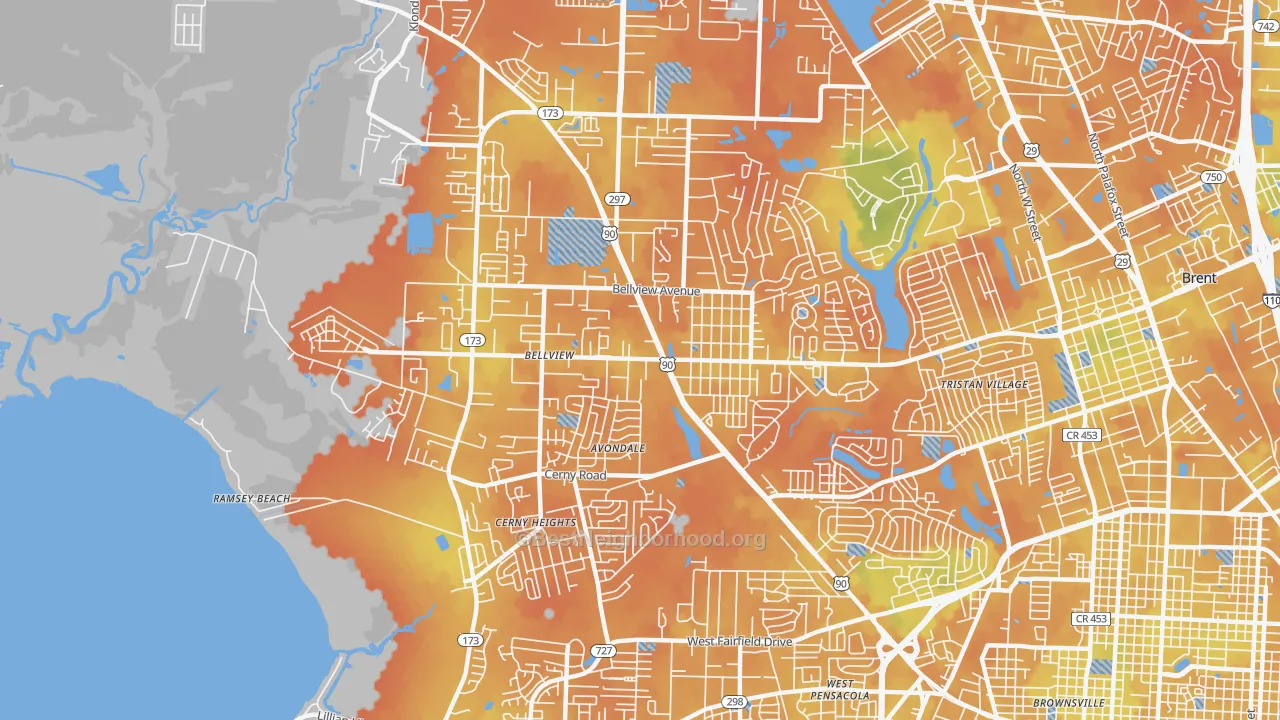 Bike Grade map of Bellview, FL