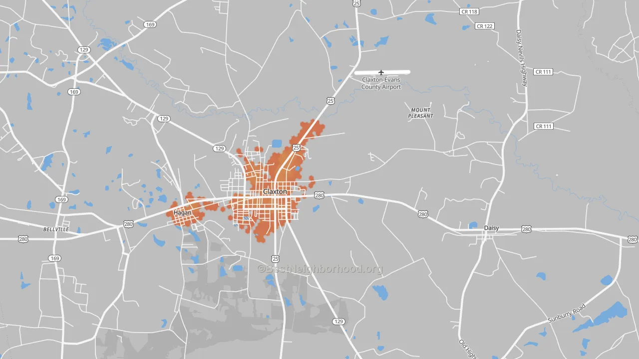 Bike Grade map of Bellville, GA