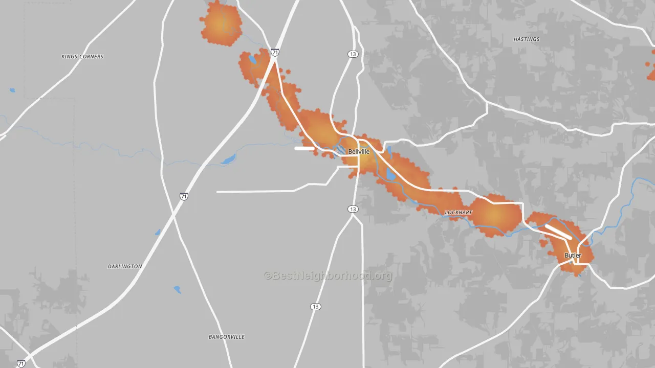 Bike Grade map of Bellville, OH