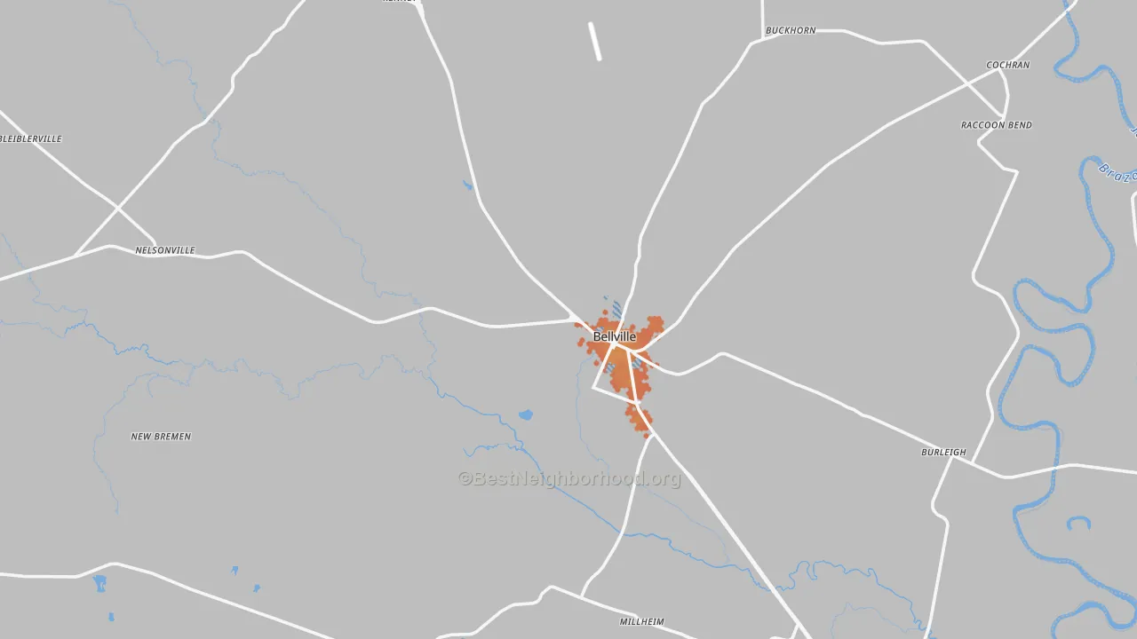 Bike Grade map of Bellville, TX