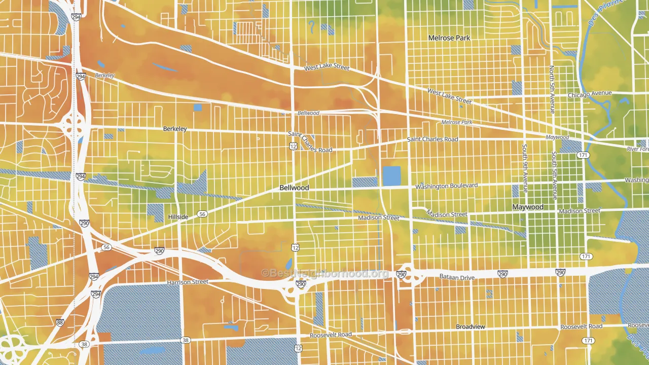 Bike Grade map of Bellwood, IL