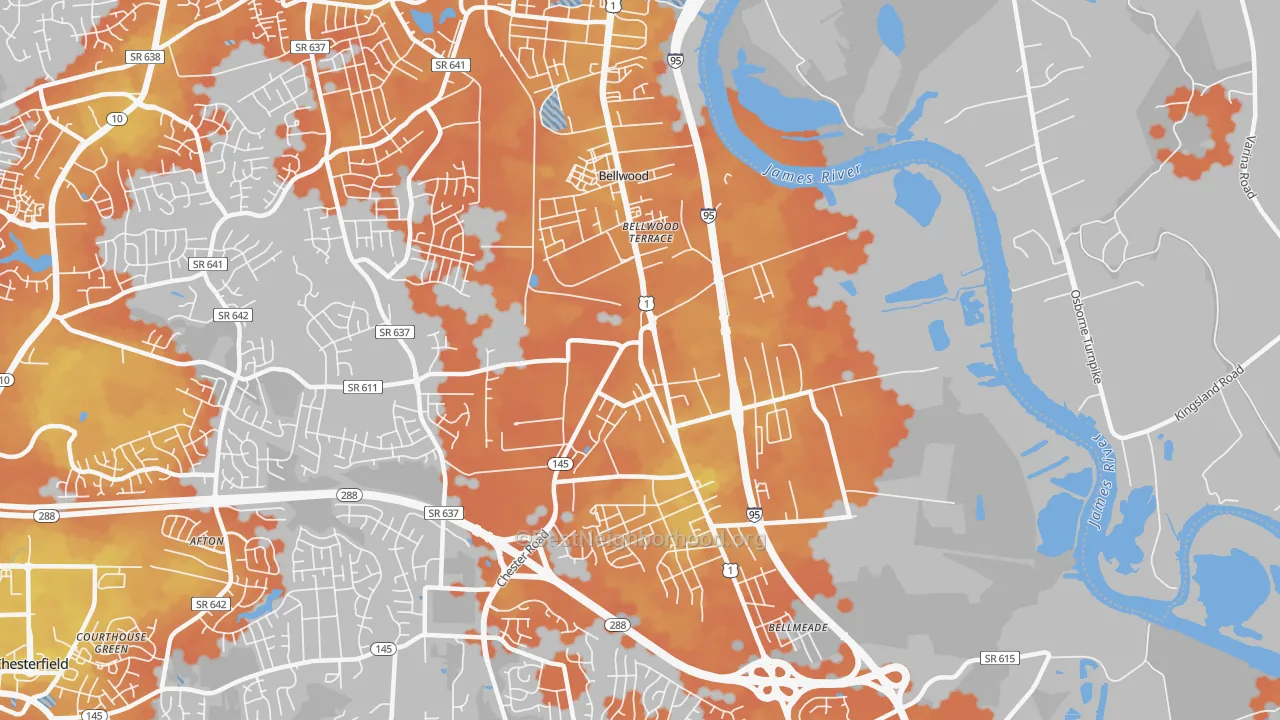 Bike Grade map of Bellwood, VA