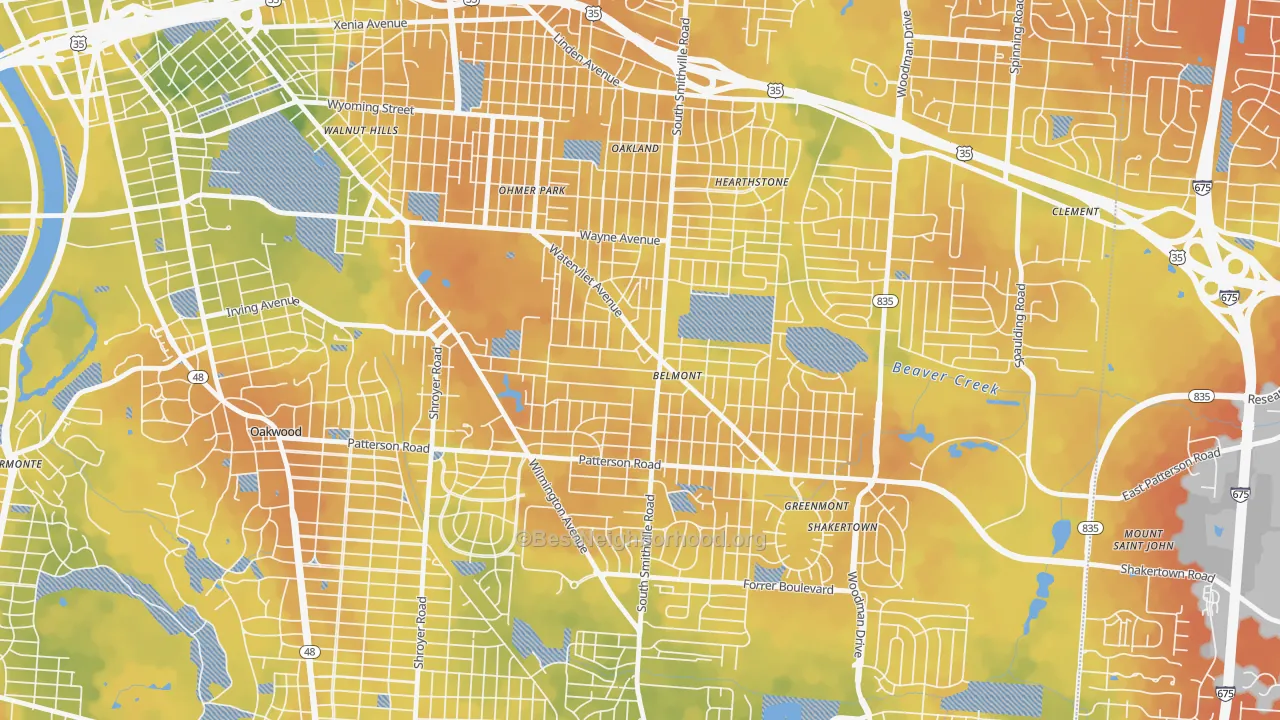 Bike Grade map of Belmont, Dayton, OH