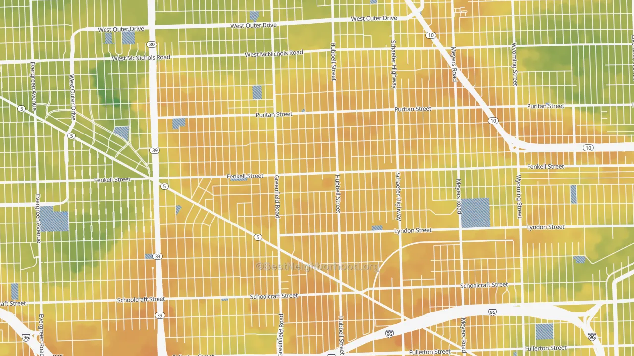 Bike Grade map of Belmont, Detroit, MI