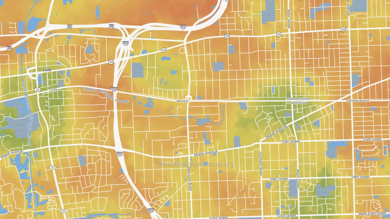 Bike Grade map of Belmont, Downers Grove, IL