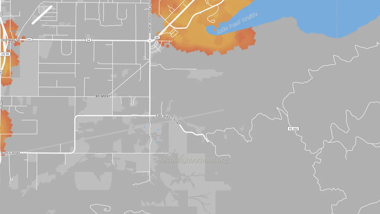 Bike Grade map of Belmont, ID