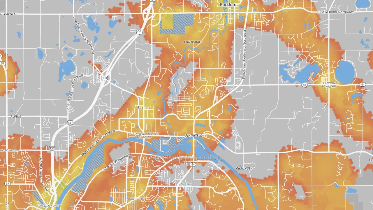 Bike Grade map of Belmont, MI