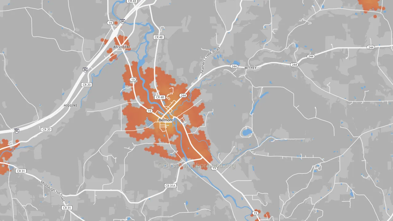 Bike Grade map of Belmont, NY