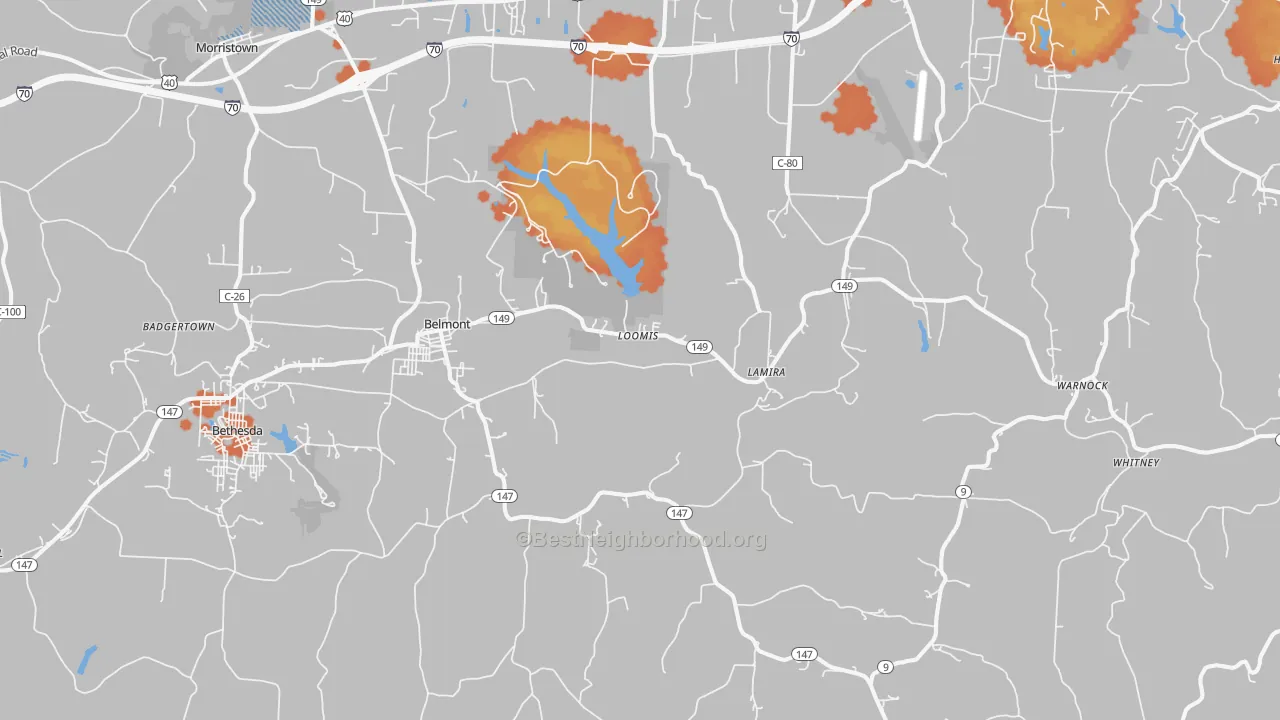 Bike Grade map of Belmont, OH