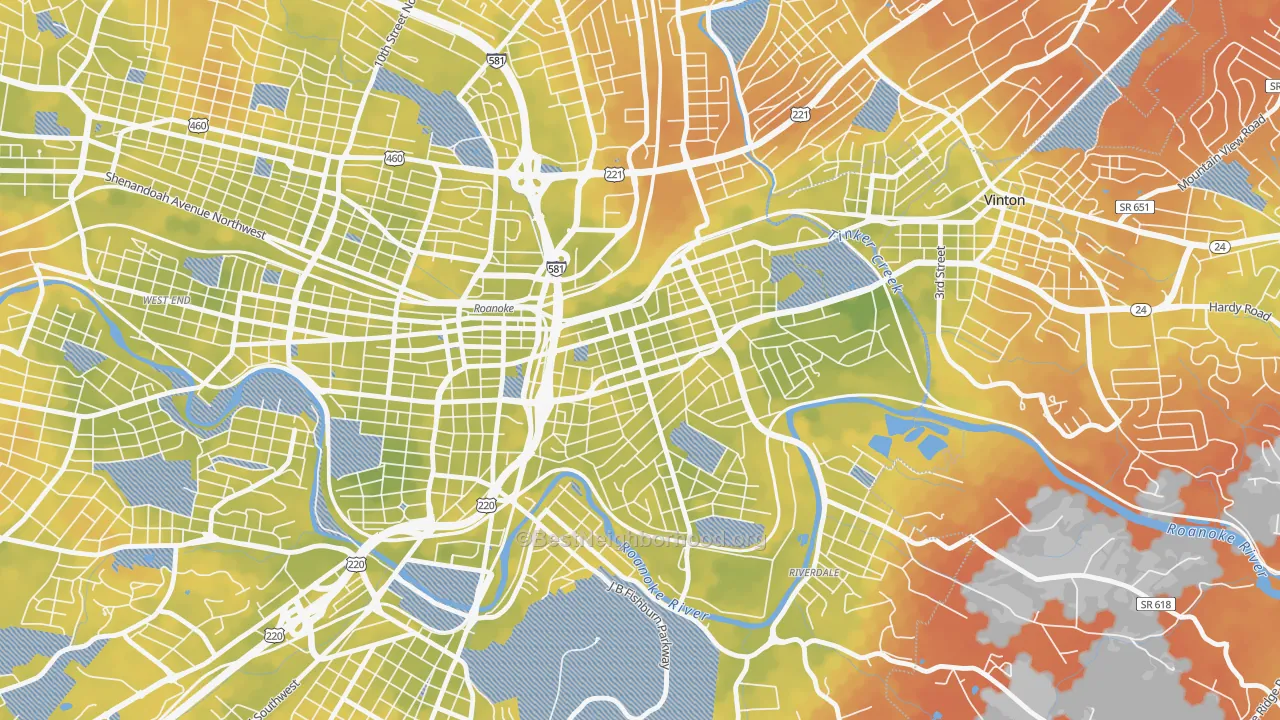 Bike Grade map of Belmont, Roanoke, VA