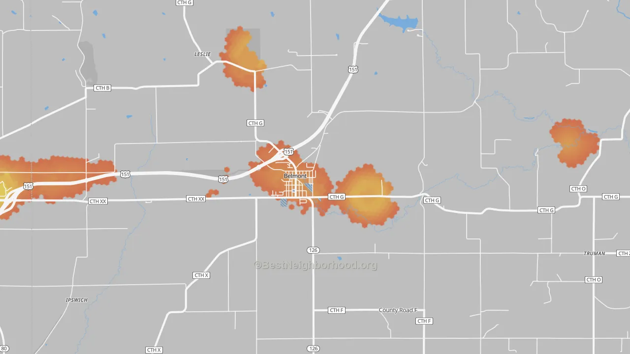 Bike Grade map of Belmont, WI